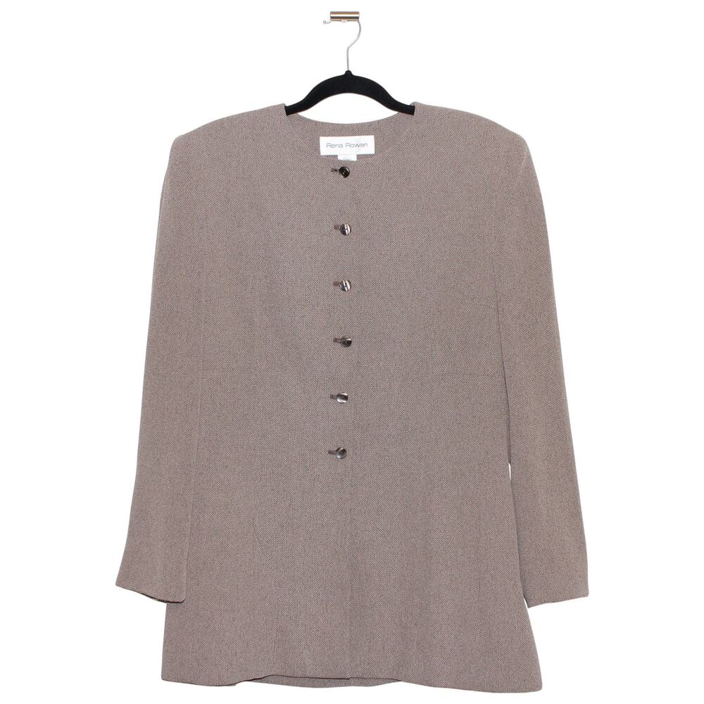 Vintage Rena Rowen Taupe Brown Blazer Jacket Size 14